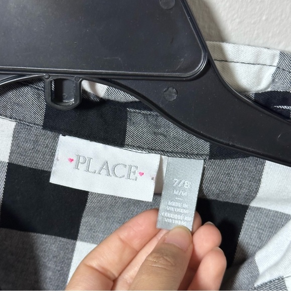 Children’s Place Girls Long‎ Sleeve Plaid Dress Black/White Size M(7/8). - Picture 3 of 7
